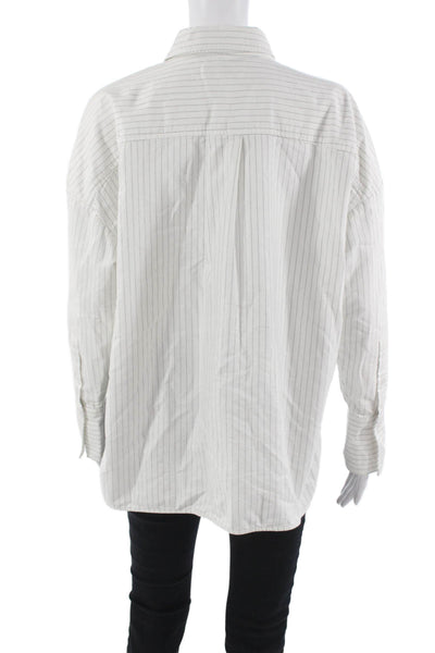 Everlane Unisex Striped Button-Down Top White Long Sleeve Size M