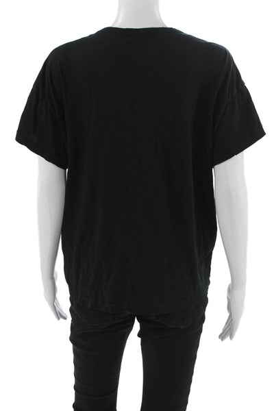 Wildfox Womens Black V-Neck Short Sleeve Basic T-Shirt 100% Cotton Size L