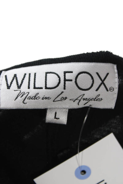 Wildfox Womens Black V-Neck Short Sleeve Basic T-Shirt 100% Cotton Size L
