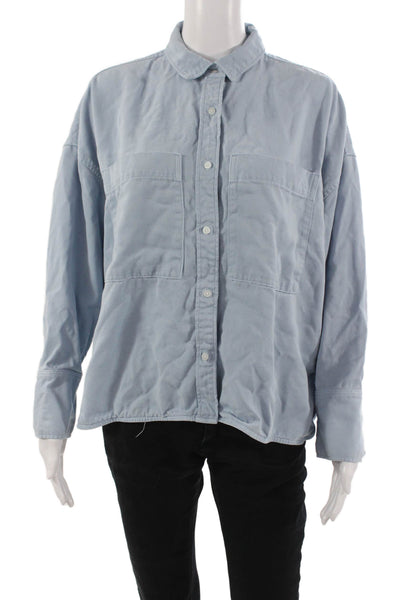 Everlane Unisex Light Blue TENCEL Button-Down Long Sleeve Top Size M