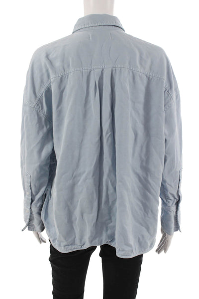 Everlane Unisex Light Blue TENCEL Button-Down Long Sleeve Top Size M