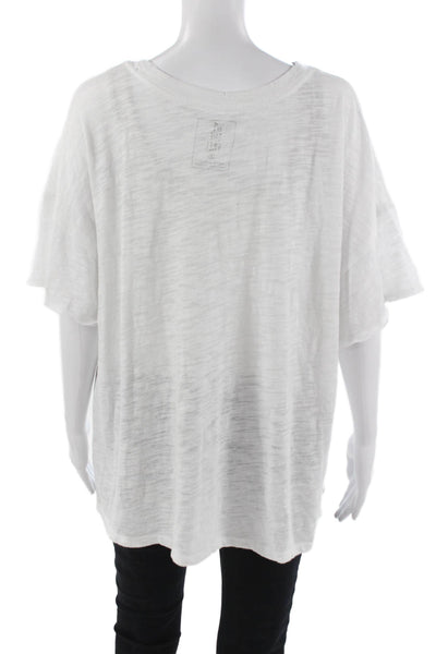 We The Free Womens Boho Tunic V-Neck White Short Sleeve T-Shirt Size M
