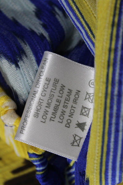 Tory Burch Womens Tunic Blouse Blue Geometric Silk Longsleeve Round Neck Size 4
