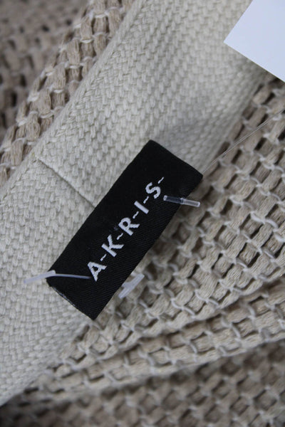 Akris Unisex Beige Mock Neck 3/4 Sleeve Designer Sweater Size 10