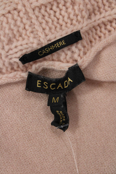Escada Unisex Beige Cashmere Wool Cardigan Short Sleeve Size M