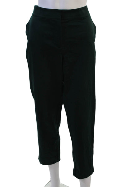St. John Women Cropped Ankle Dress Pants Green Virgin Wool Size 6