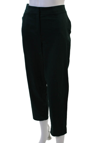 St. John Women Cropped Ankle Dress Pants Green Virgin Wool Size 6