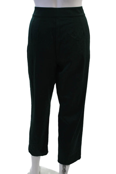 St. John Women Cropped Ankle Dress Pants Green Virgin Wool Size 6