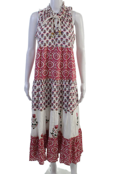 Chelsea & Theodore Women Maxi Sundress Red Floral Rayon Boho Size S