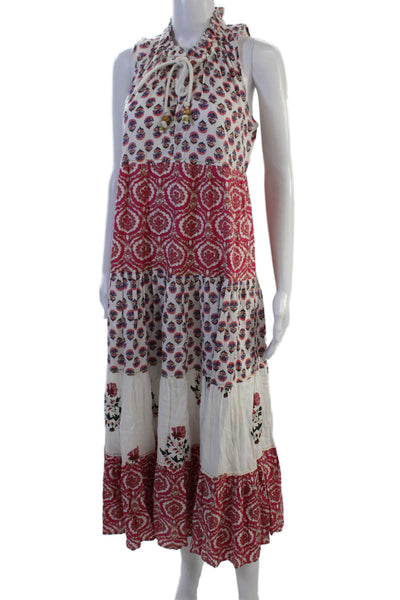 Chelsea & Theodore Women Maxi Sundress Red Floral Rayon Boho Size S