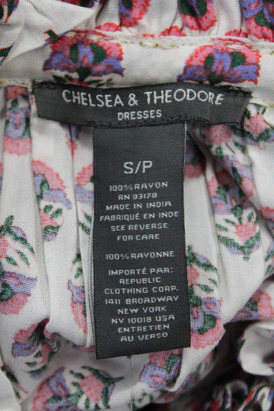 Chelsea & Theodore Women Maxi Sundress Red Floral Rayon Boho Size S