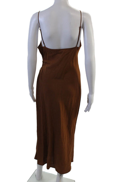 Zara Womens Slip Dress Brown Long Sleeveless 100% Rayon Solid 90s Size S
