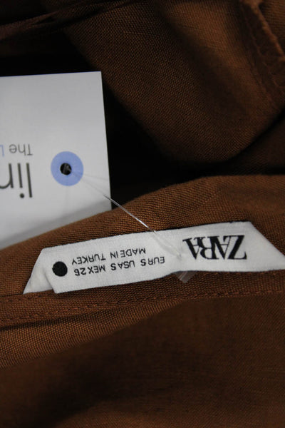Zara Womens Slip Dress Brown Long Sleeveless 100% Rayon Solid 90s Size S