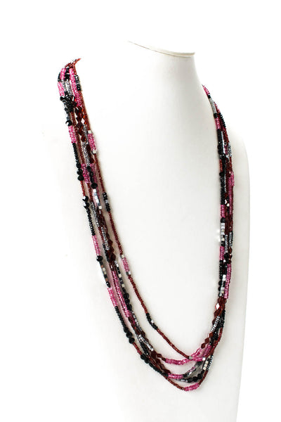 Royal Nomad Womens 925 Silver Multigemstone + Glass + Bead Layered Necklace 30"