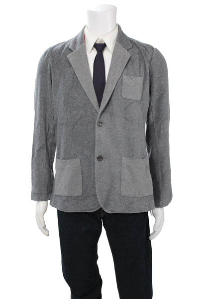 Roberto Collina Mens Designer Gray Solid Collared Button Sport Coat Size 50