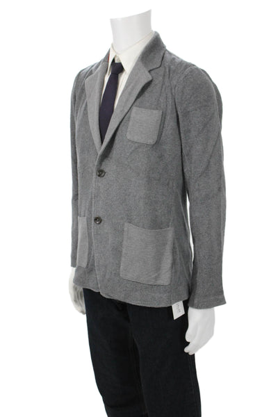 Roberto Collina Mens Designer Gray Solid Collared Button Sport Coat Size 50