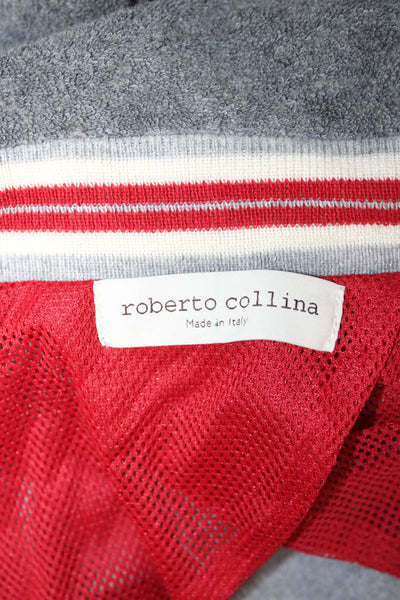 Roberto Collina Mens Designer Gray Solid Collared Button Sport Coat Size 50