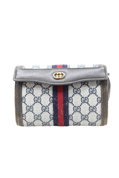 Gucci Womens GG Supreme Monogram Sherry Line Clutch Handbag Brown