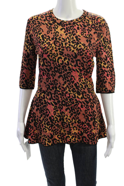 Missoni Women Tunic Blouse Leopard Black 3/4 Sleeve Round Neck Size 46