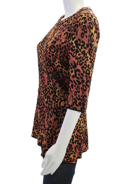 Missoni Women Tunic Blouse Leopard Black 3/4 Sleeve Round Neck Size 46