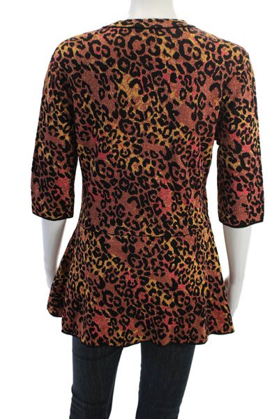 Missoni Women Tunic Blouse Leopard Black 3/4 Sleeve Round Neck Size 46