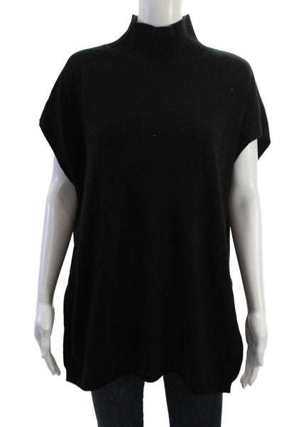 Minnie Rose Unisex Black Pullover Sweater Mock Neck Cotton Cashmere Size M