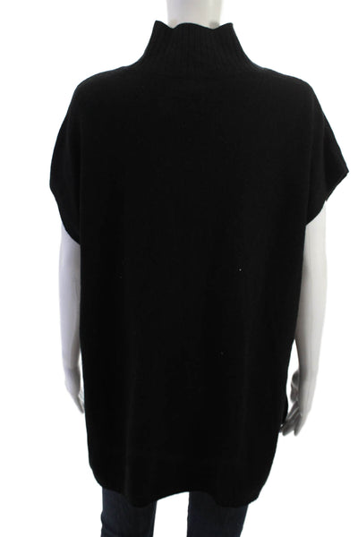 Minnie Rose Unisex Black Pullover Sweater Mock Neck Cotton Cashmere Size M