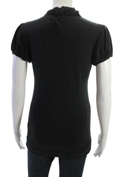 Theory Women Basic Short Sleeve Blouse Black Petite Size S