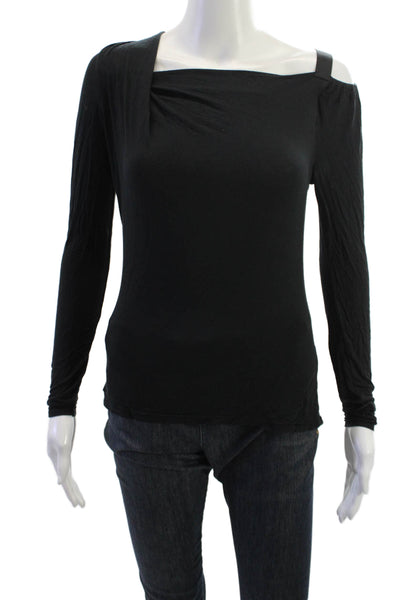 Elie Tahari Women Black Long Sleeve Modal Top Size S