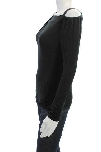 Elie Tahari Women Black Long Sleeve Modal Top Size S