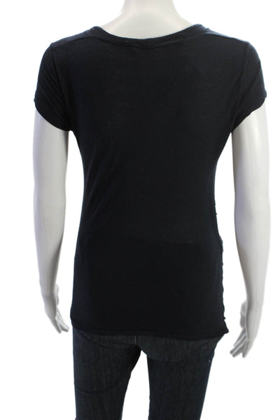 T Tahari Women Black Square Neck Short Sleeve Tunic Polyester Blend Size S