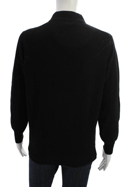 Ballantyne Womens Henley Wool Pullover Black Mock Neck Long Sleeve Size S