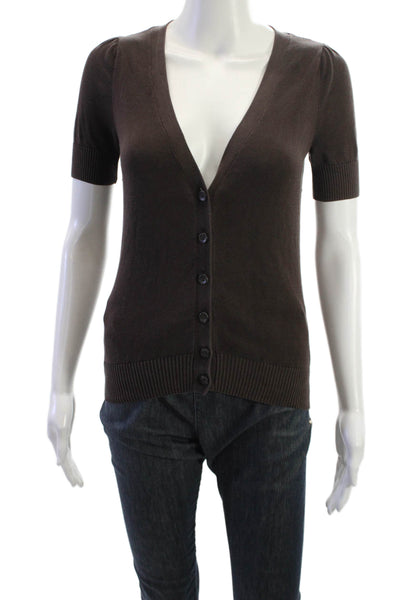Banana Republic Womens Brown V Neck Button Up Basic Blouse Size XS