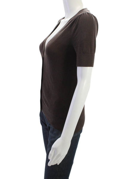 Banana Republic Womens Brown V Neck Button Up Basic Blouse Size XS