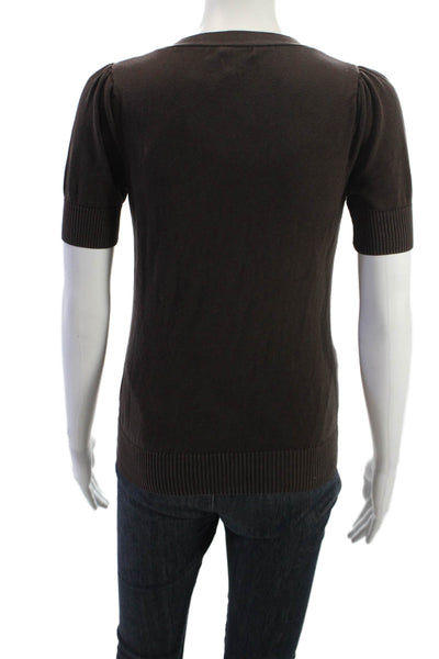 Banana Republic Womens Brown V Neck Button Up Basic Blouse Size XS