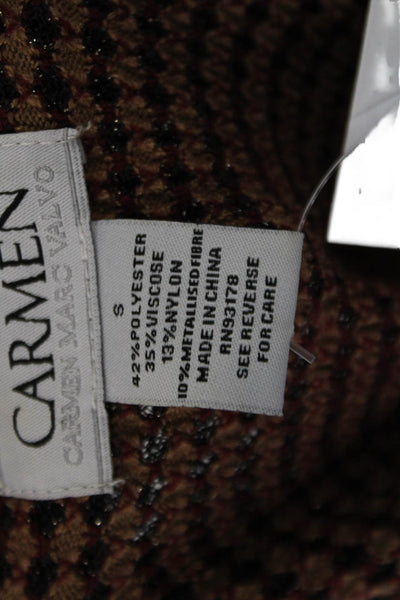Carmen Carmen Marc Valvo Unisex Cardigan Brown Polka Dot Size S