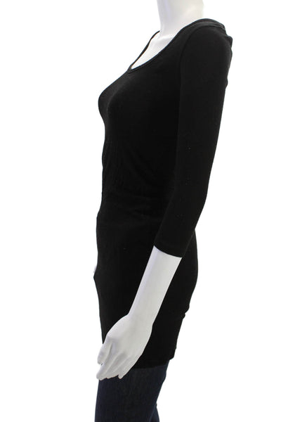 Hatch Women Basic Tunic 3/4 Sleeve Round Neck Black Maternity Size PP