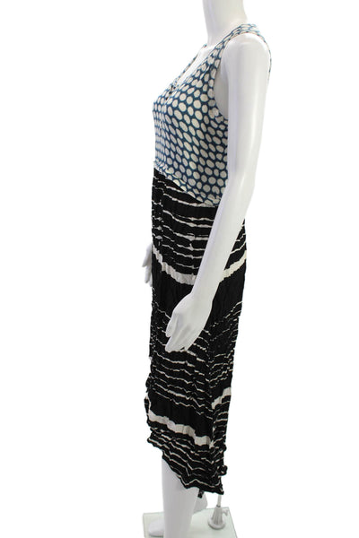 Lilka Anthropologie Women Black Polka Dot Tank Sundress Rayon Button Size S