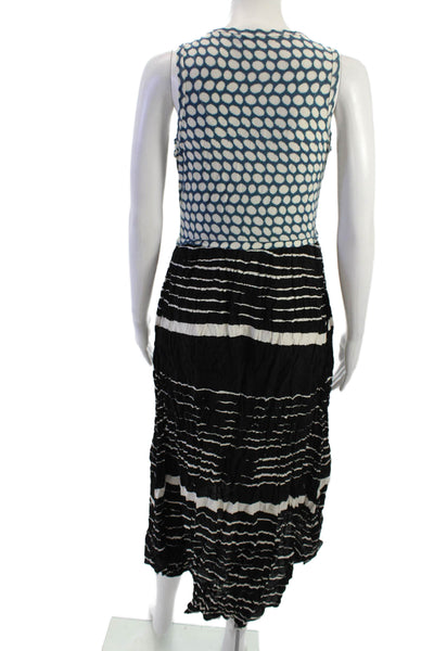 Lilka Anthropologie Women Black Polka Dot Tank Sundress Rayon Button Size S