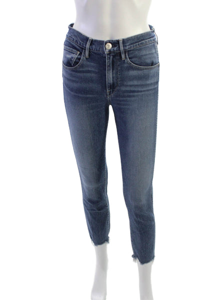 3x1 NYC Women High Rise Skinny Ankle Cropped Jeans Dark Blue Size 25