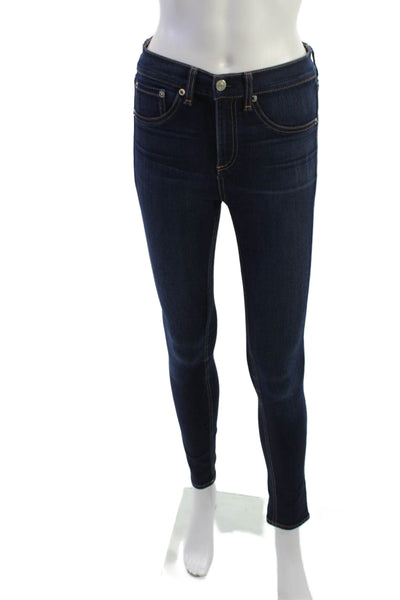 Rag & Bone Women Skinny Ankle High Rise Dark Blue Jeans Size 25