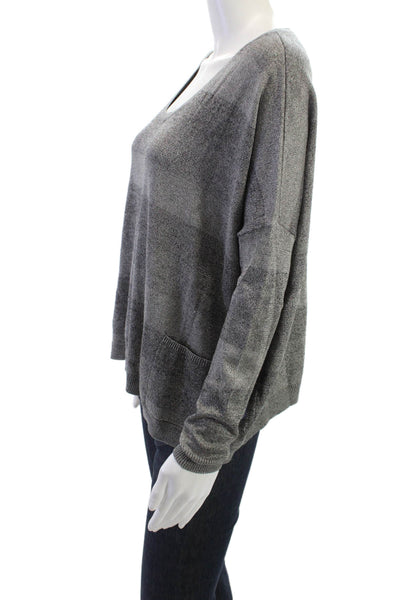 Theory Unisex Pullover Sweater Gray Striped Round Neck Long Sleeve Size S