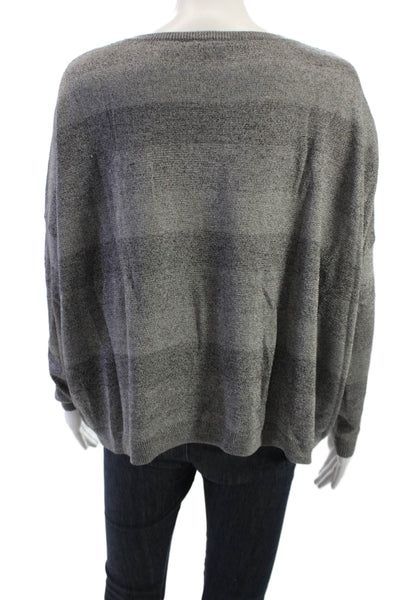 Theory Unisex Pullover Sweater Gray Striped Round Neck Long Sleeve Size S