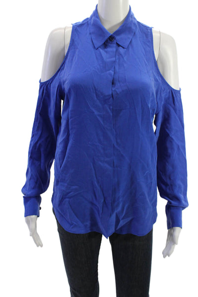 Equipment Femme Women Blue Silk Collared Button Up Blouse Long Sleeve Size S