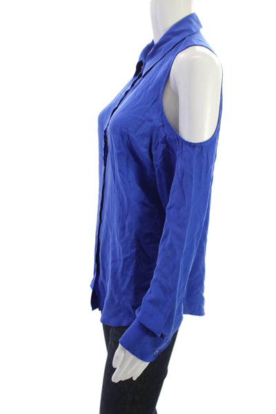 Equipment Femme Women Blue Silk Collared Button Up Blouse Long Sleeve Size S