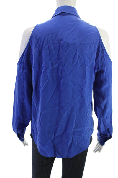Equipment Femme Women Blue Silk Collared Button Up Blouse Long Sleeve Size S