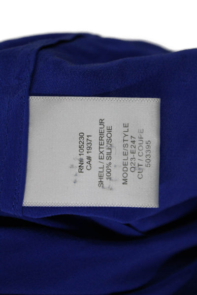 Equipment Femme Women Blue Silk Collared Button Up Blouse Long Sleeve Size S