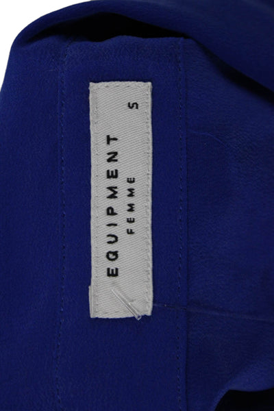 Equipment Femme Women Blue Silk Collared Button Up Blouse Long Sleeve Size S
