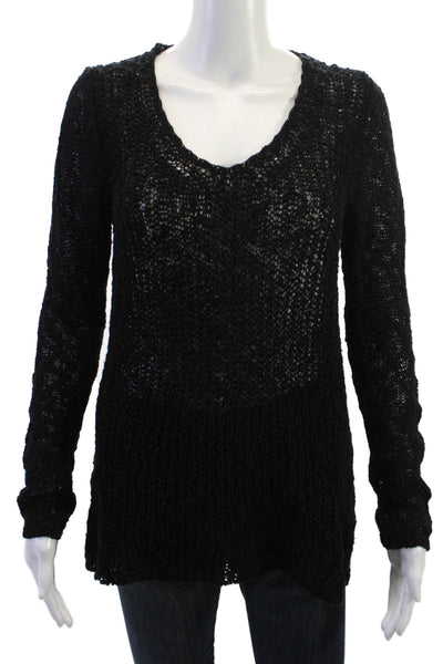 Club Monaco Unisex Pullover Sweater Black V-Neck Long Sleeve Size S