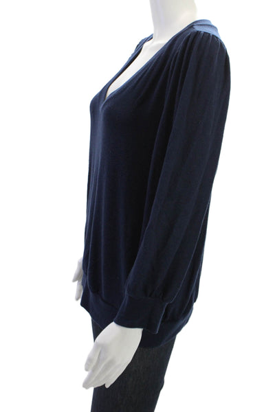 Michael Stars Unisex Dark Blue V Neck 3/4 Sleeve Pullover Sweater Size XL